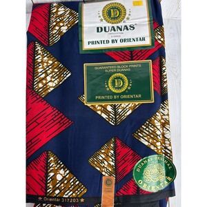 Veritable Wax Super Duanas Block Print Cotton Fabric 6 Yards Blue Red 2030